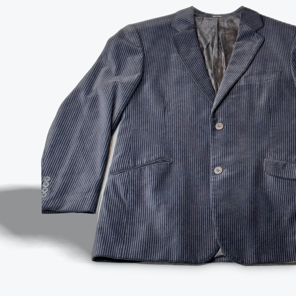 APT 9 Mens Velvet Look Pinstripe Blazer Mens 40R- 44R  Dark‎ Blue Dark Academia